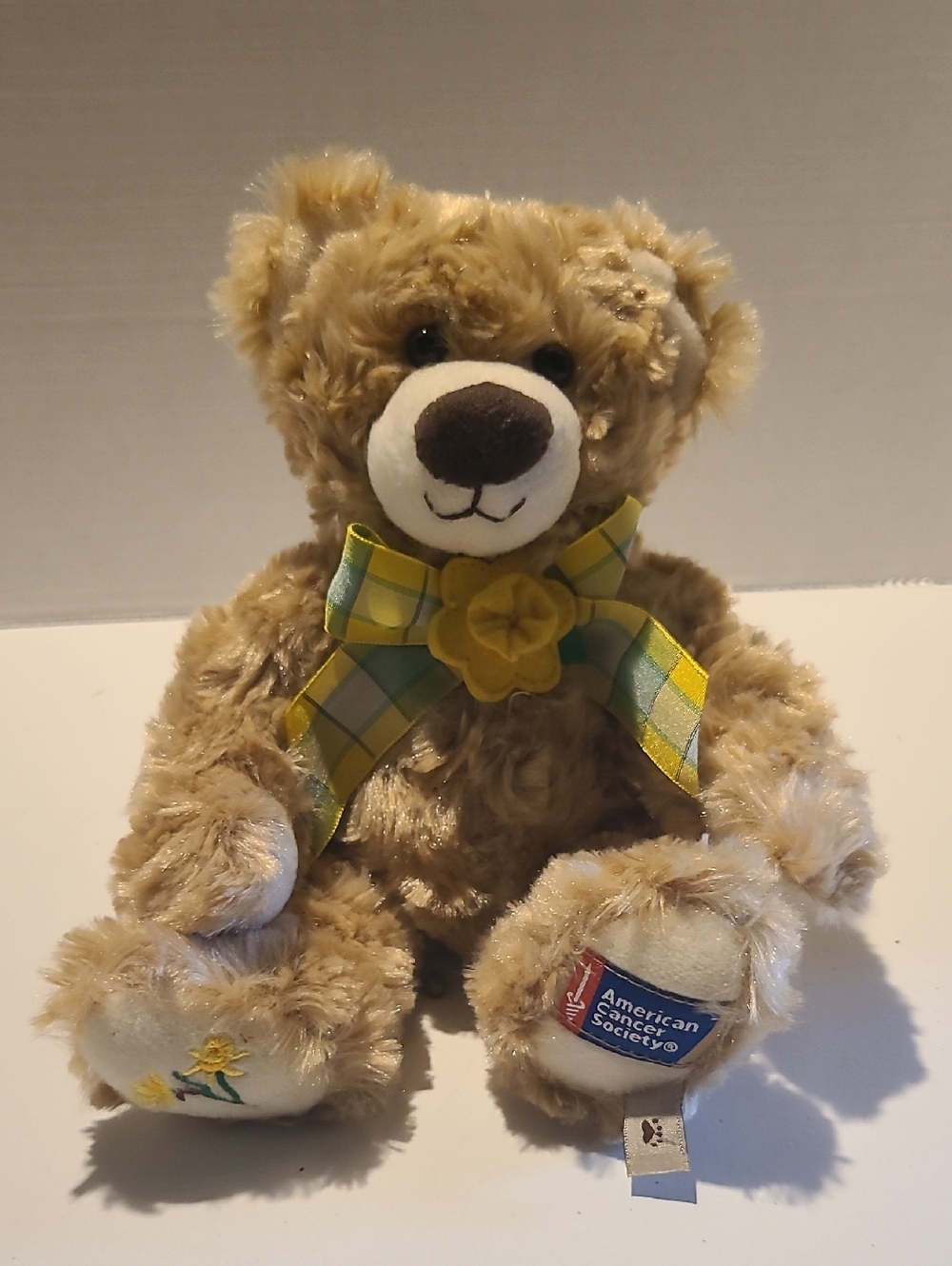Boyds Bears American Cancer Society Daffodil Dayd Tan Plush Bear